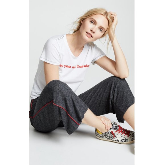 SUNDRY Lounge Pants with Red Piping Flare Cropped - Picture 6 of 11